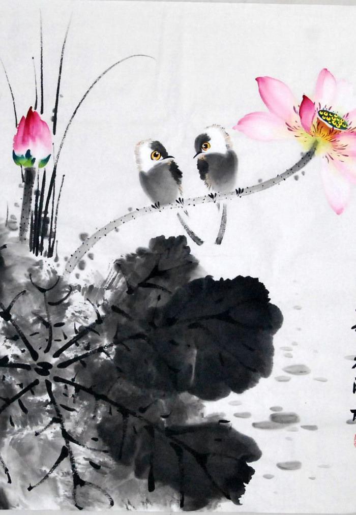 美协名家张清栋写意花鸟斗方画 纯手绘正品_美