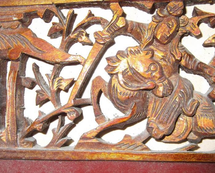 镂空木雕一对,她们是一对夫妻吧,比武招亲,福建