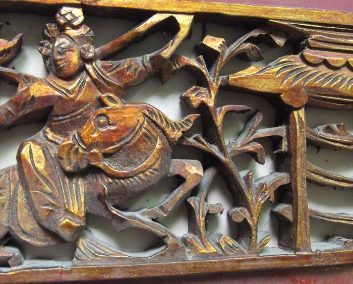 镂空木雕一对,她们是一对夫妻吧,比武招亲,福建