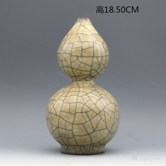 哥窑金丝铁线葫芦瓶