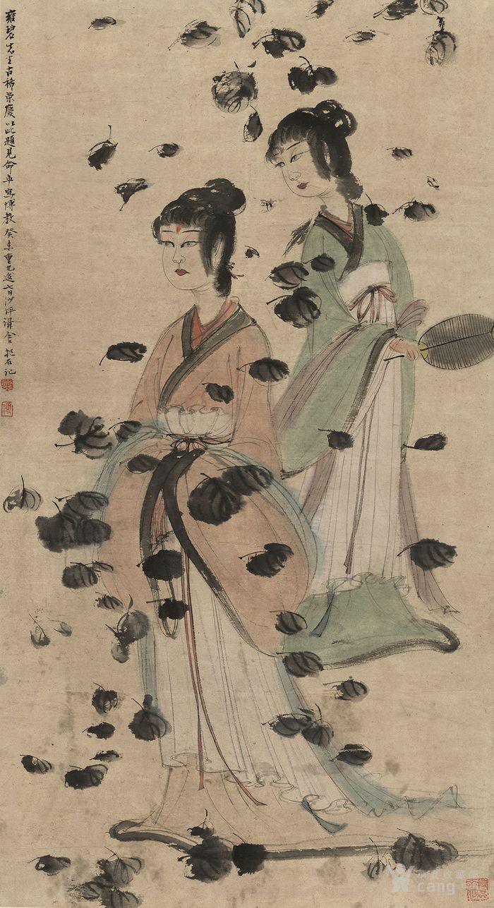 傅抱石-仕女图轴已装裱挂轴