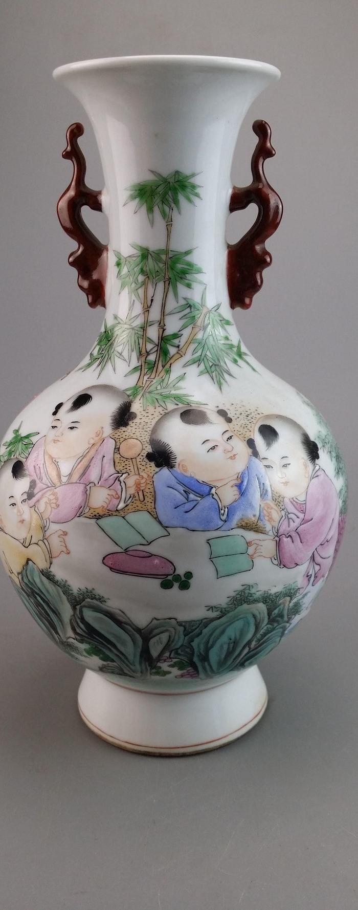 印花群童嬉闹瓷瓶瓷器_印花群童嬉闹瓷瓶瓷器