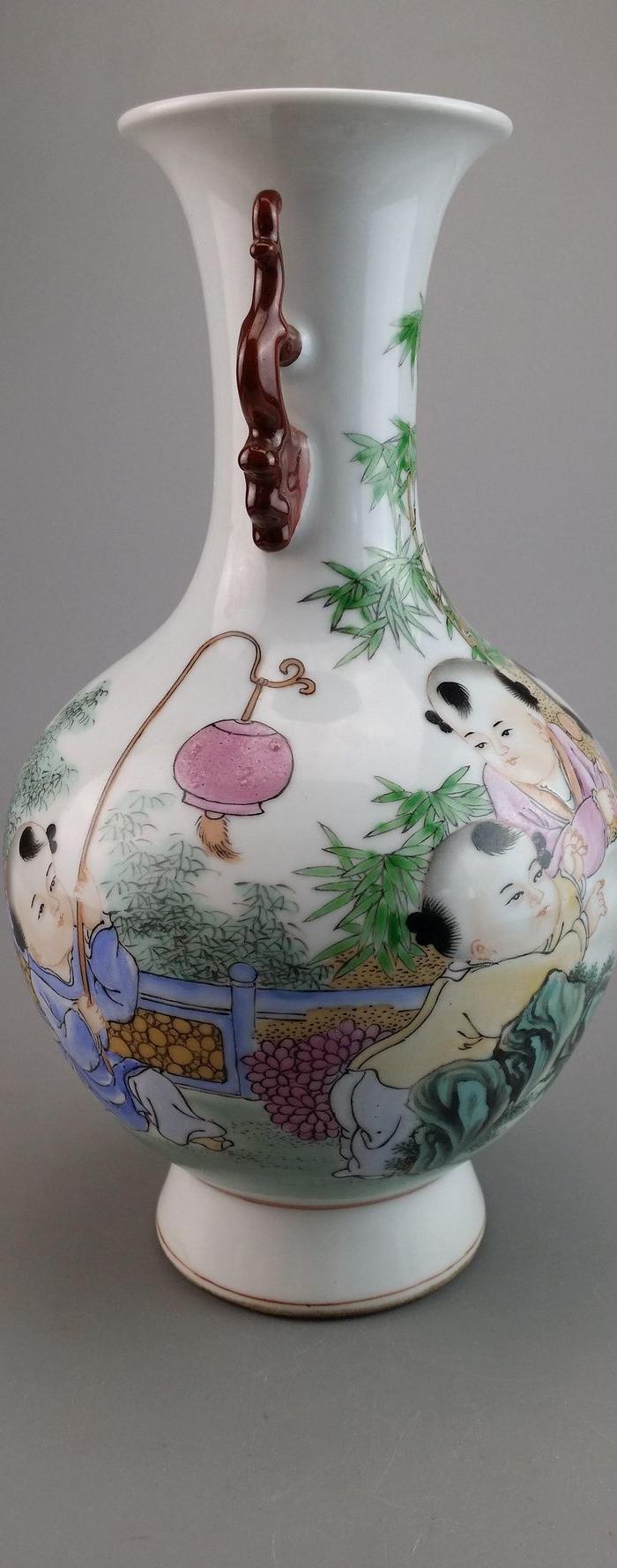 印花群童嬉闹瓷瓶瓷器_印花群童嬉闹瓷瓶瓷器