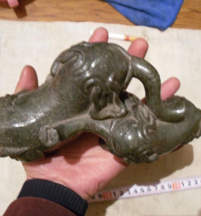 保老保和田保明代公象戏母象摆件_保老保和田