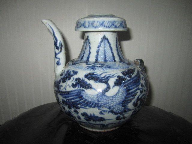 青花仙鹤麒麟双嘴壶_青花仙鹤麒麟双嘴壶价格