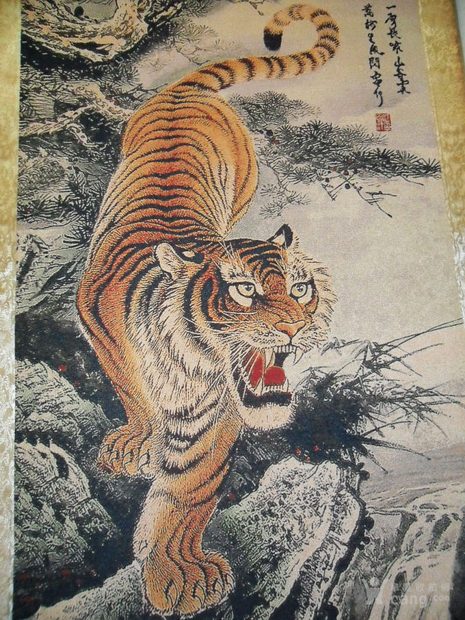 织锦画下山虎