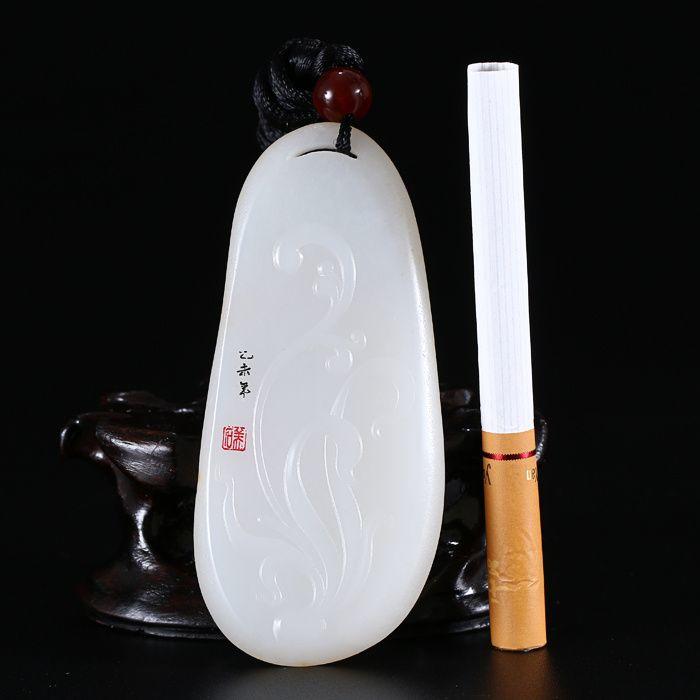 39g和田玉白玉籽料 蒋喜大师力作 空谷幽兰_3