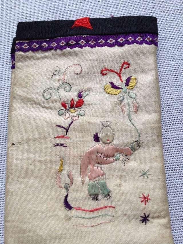 晚清苏绣人物眼睛套一对_晚清苏绣人物眼睛套