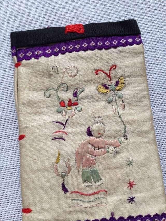 晚清苏绣人物眼睛套一对_晚清苏绣人物眼睛套