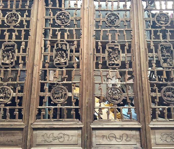 老木雕 - 三个盘『 二十四孝 』典故满工大门八