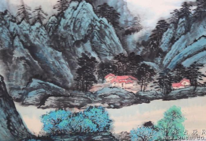 中国山水画古玩字画近代名家华拓_中国山水画