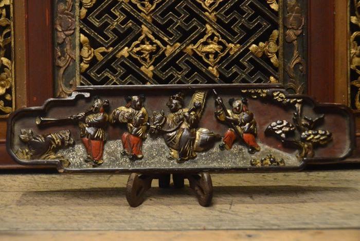 一件清代精雕状元荣归故里老木雕花板_一件清