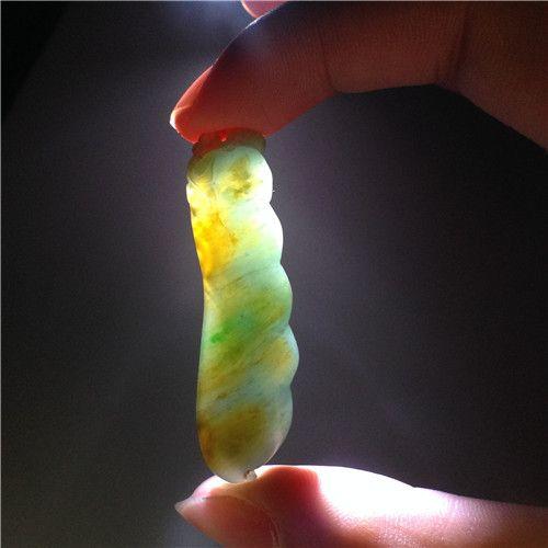 【玉泉文玩】H538创汇期老坑糯种三彩翡翠富