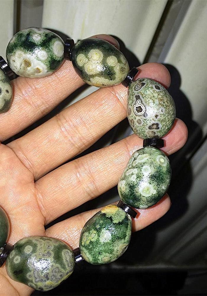 阿拉善玛瑙眼石手串眼睛石手串绿眼石极品经脉