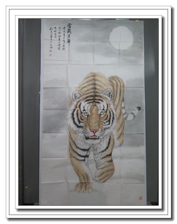 冯大中雪地月下虎作品画心_冯大中雪地月下虎