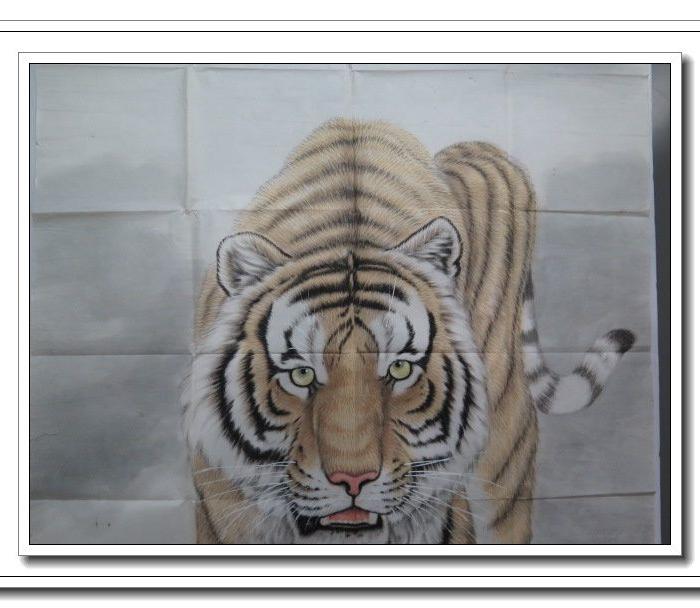 冯大中雪地月下虎作品画心_冯大中雪地月下虎