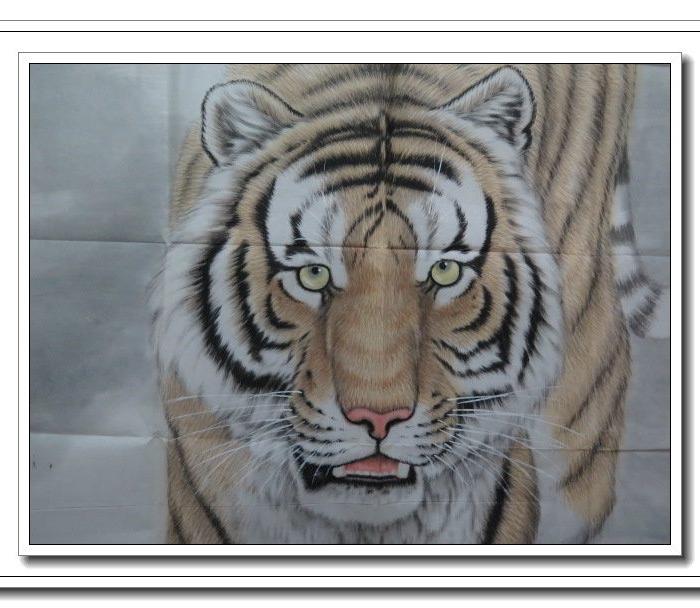 冯大中雪地月下虎作品画心_冯大中雪地月下虎