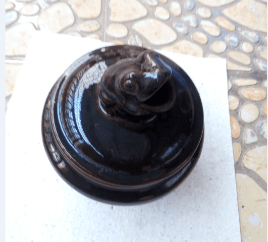 70 80 年代 宜昌彩陶厂 乌金釉青蛙香熏炉_70 