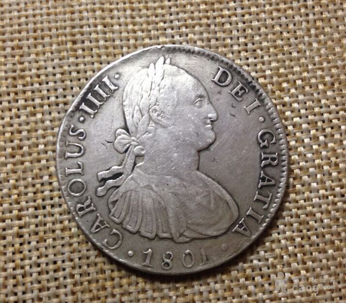 1801年墨西哥卡洛斯四世双柱大银币