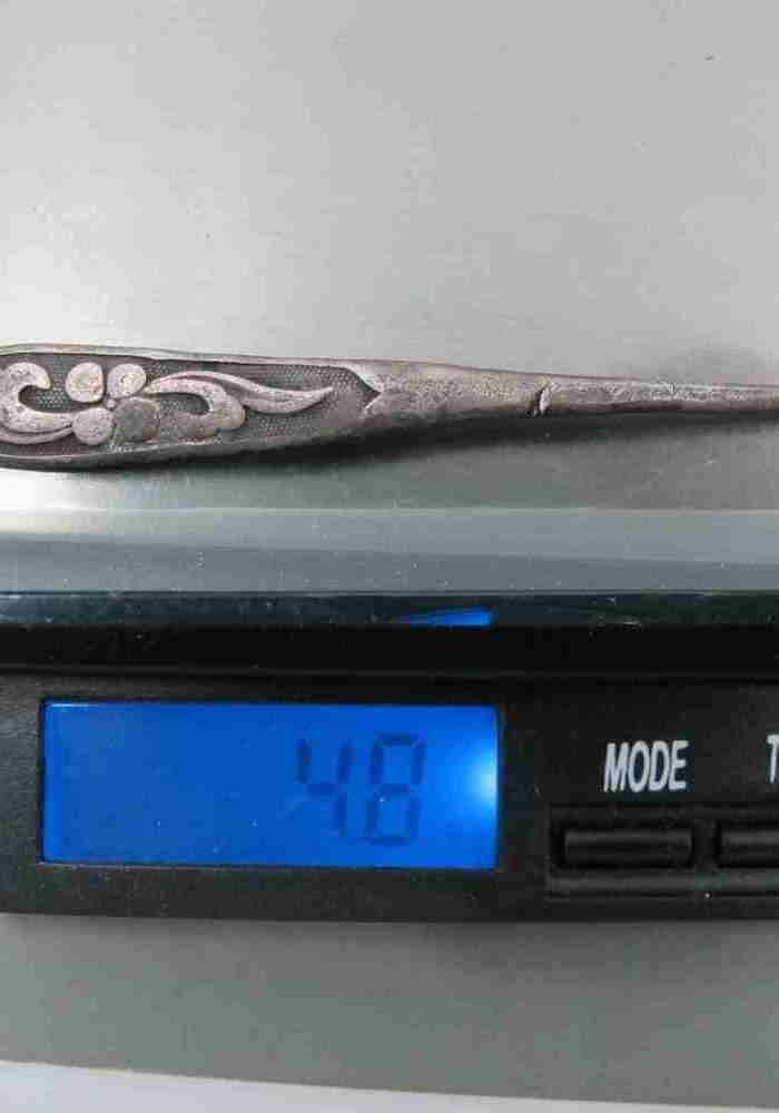 青岛锦玉阁 C051-(烟台同和足纹)花卉老银发簪