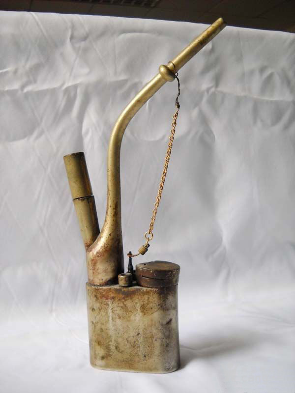 清代-白铜 双面工水烟壶