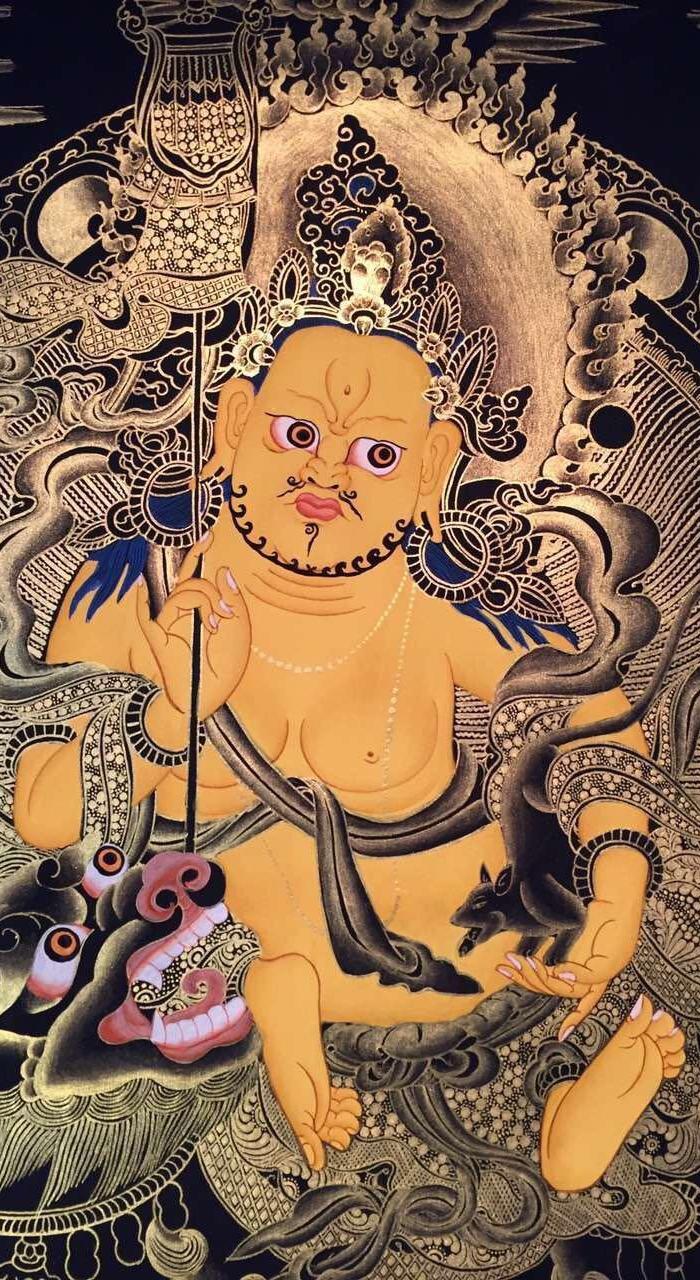【唐卡】精品黑金\/财宝天王\/画芯尺寸92*66cm