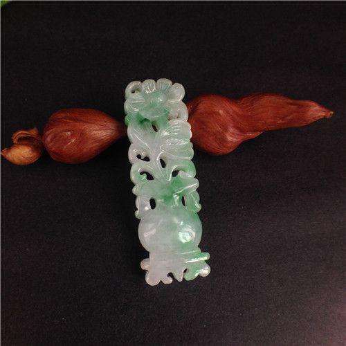 【玉泉文玩】i485晚清民国白底青飘阳绿平安吉