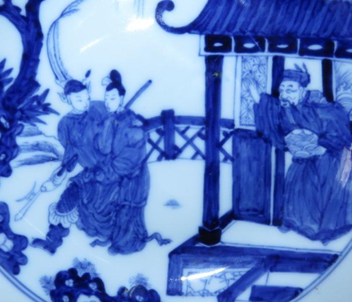 青花吕布戏貂蝉人物故事赏盘_青花吕布戏貂蝉