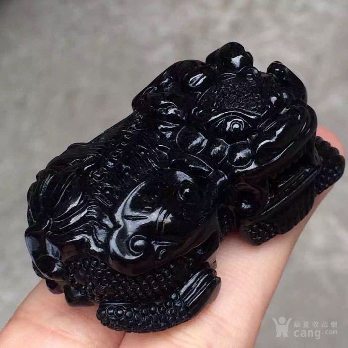 缅甸天然a货翡翠 老坑墨翠立体貔貅摆件
