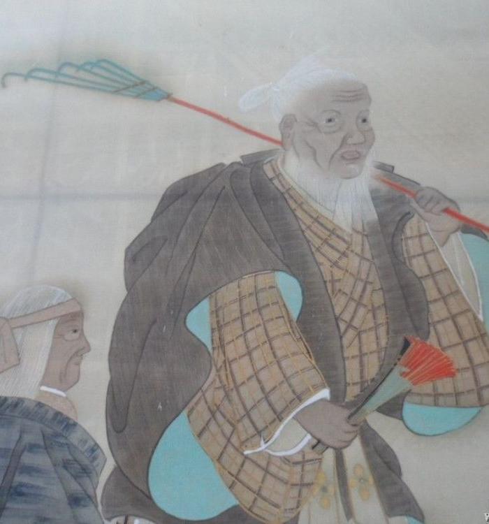 丝绢44民国老画、xxx、尺寸110x36cm包老_丝