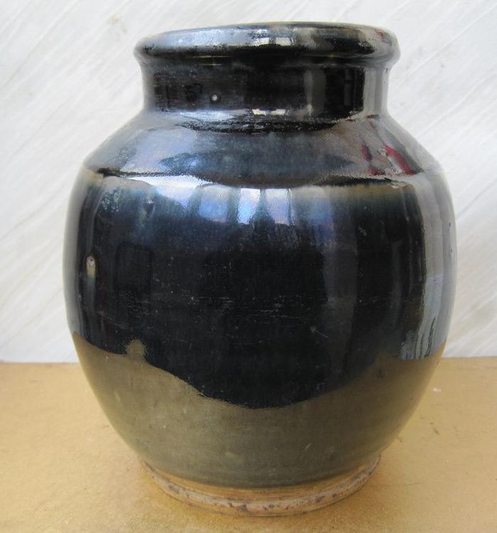 元明黑釉炫纹唇口樽_元明黑釉炫纹唇口樽价格