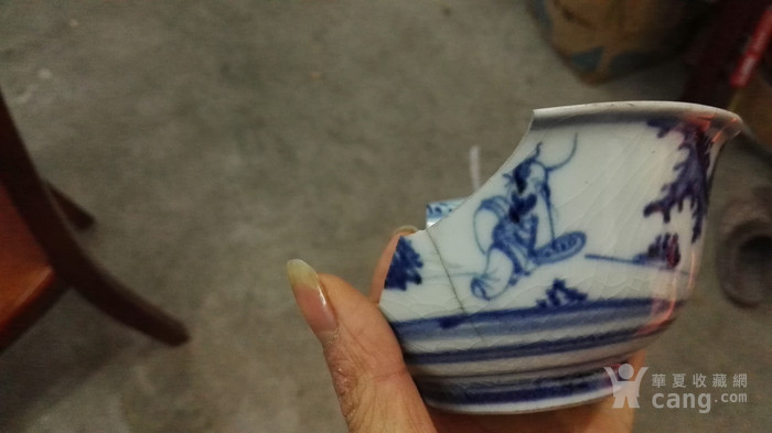 明代正统高士人物青花残碗标本.