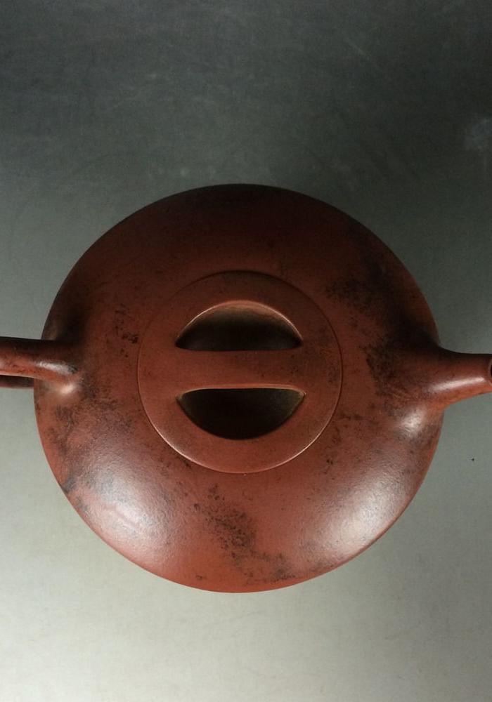 老紫砂壶农村一线收来的素面扁平紫砂壶古玩杂