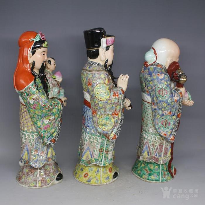 民国曾龙升粉彩福禄寿三星摆件