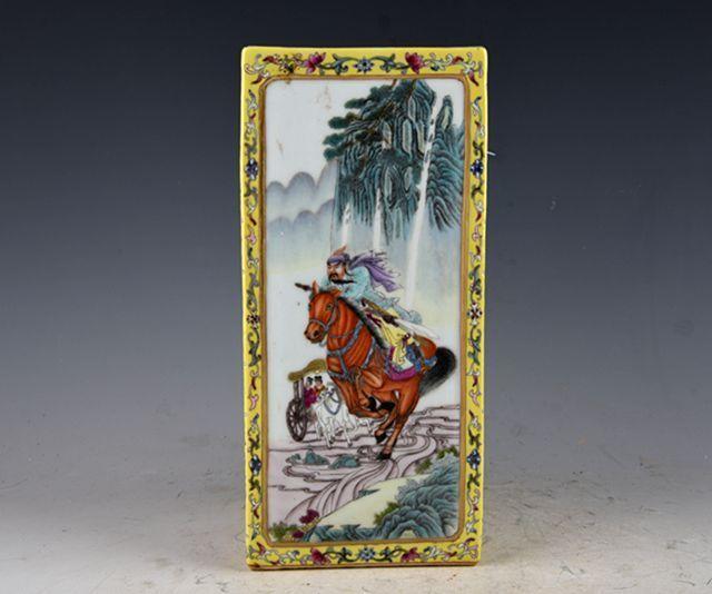 古玩古董古瓷器大清乾隆年制珐琅彩描金关公故