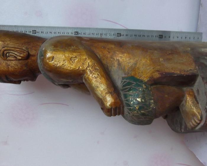 木雕神农伏羲五谷道神,很大,重10.3斤,后背开窗