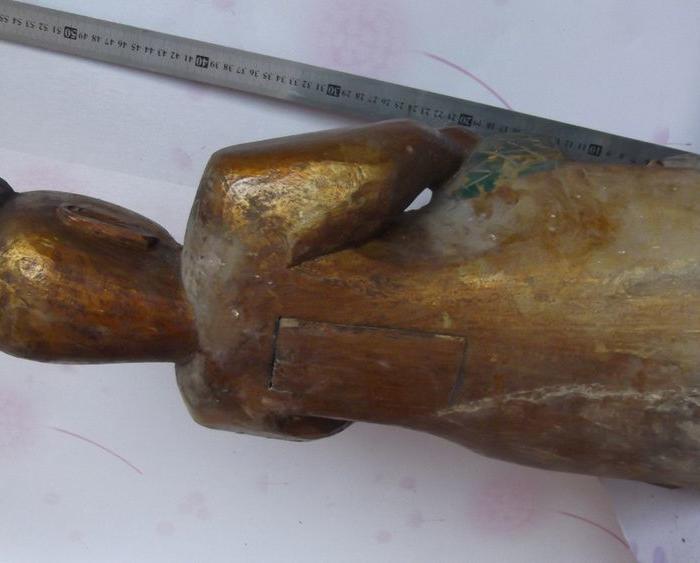 木雕神农伏羲五谷道神,很大,重10.3斤,后背开窗