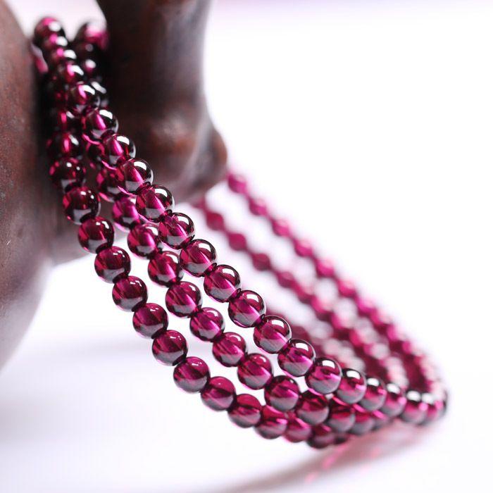 天然紫牙乌玫红色石榴石手链女3圈 多圈 美容