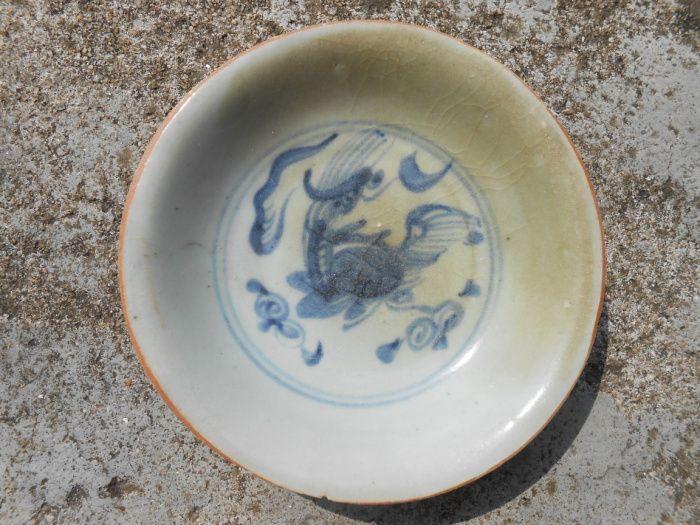 出土大明宣德齐王舍牛青花碟盘洗一件_出土大