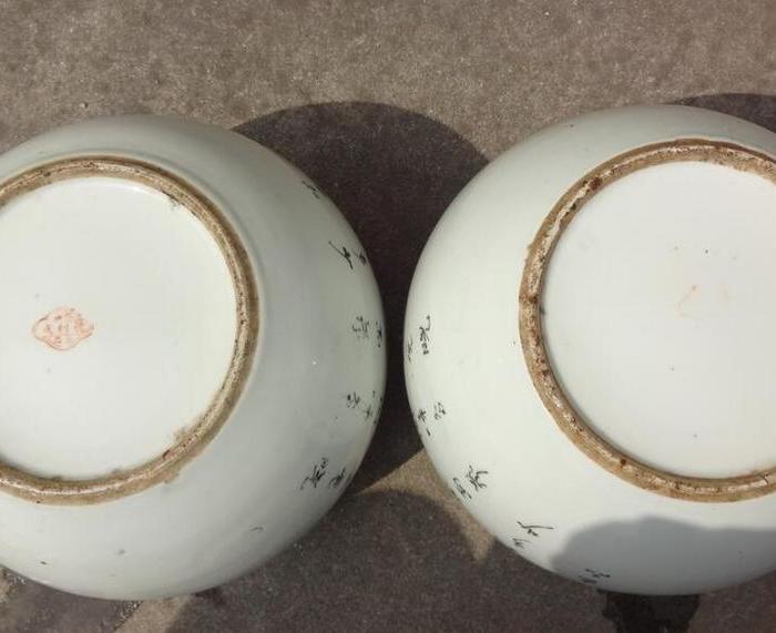 美品民国原生花卉西瓜罐一对_美品民国原生花