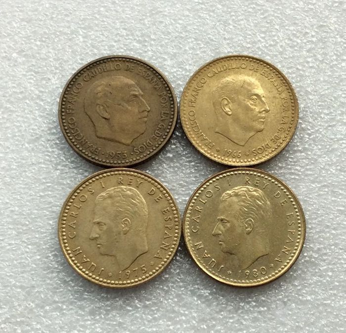 西班牙硬币 1比塞塔4种_西班牙硬币 1比塞塔4