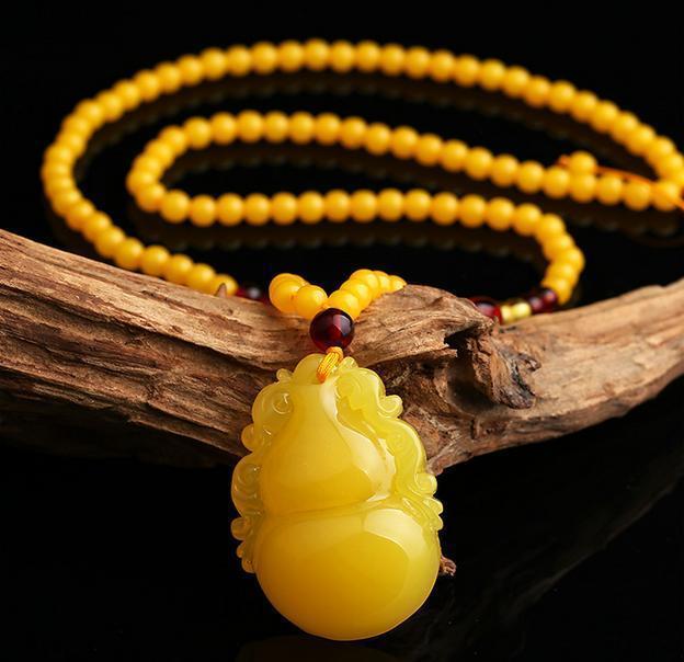 老蜜蜡吊坠琥珀长款 蜜蜡项链招财民族风时尚