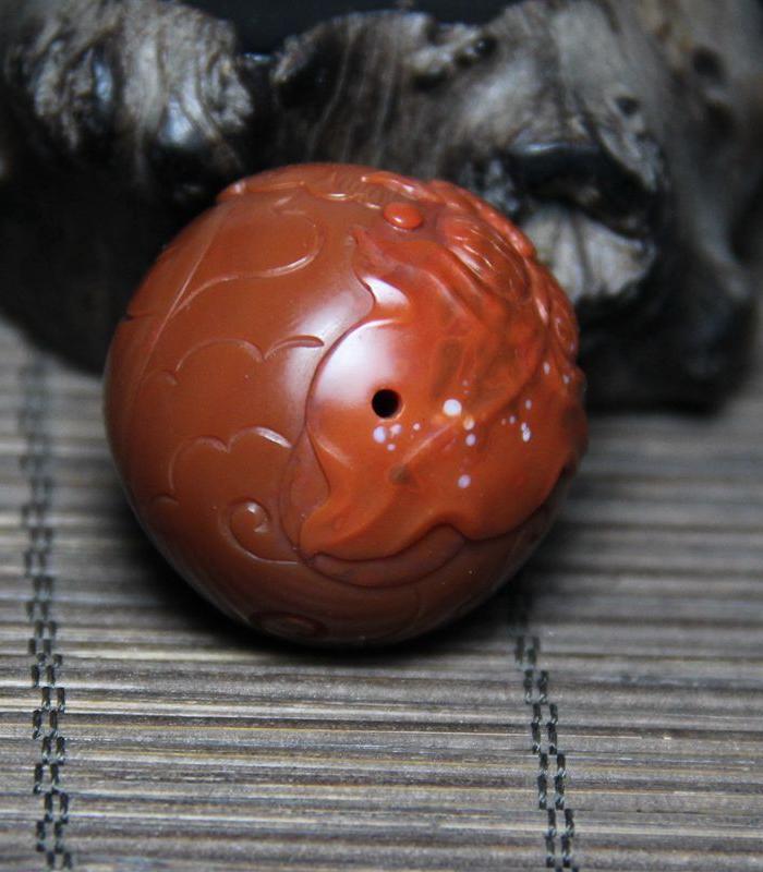 南红玛瑙九口料柿子黄苏工巧雕 金玉满堂圆珠