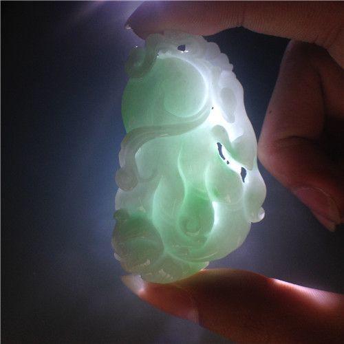 【玉泉文玩 】G368创汇期细糯豆种飘阳绿翡翠