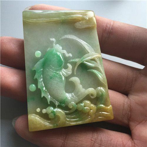 玉泉文玩】j054创汇期老坑三彩浮雕年年有余节