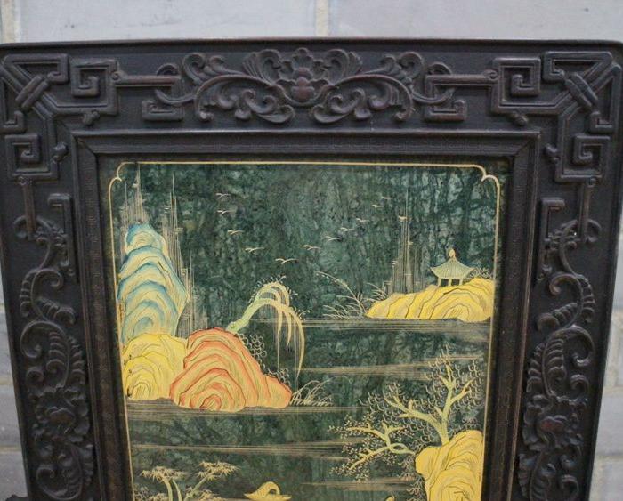 血檀嵌宝花鸟屏风_血檀嵌宝花鸟屏风价格_血