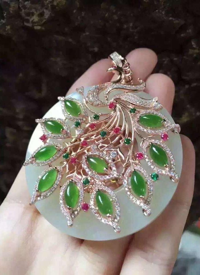 金镶玉吊坠白玉玉锁和田玉吊坠女款18k玫瑰金