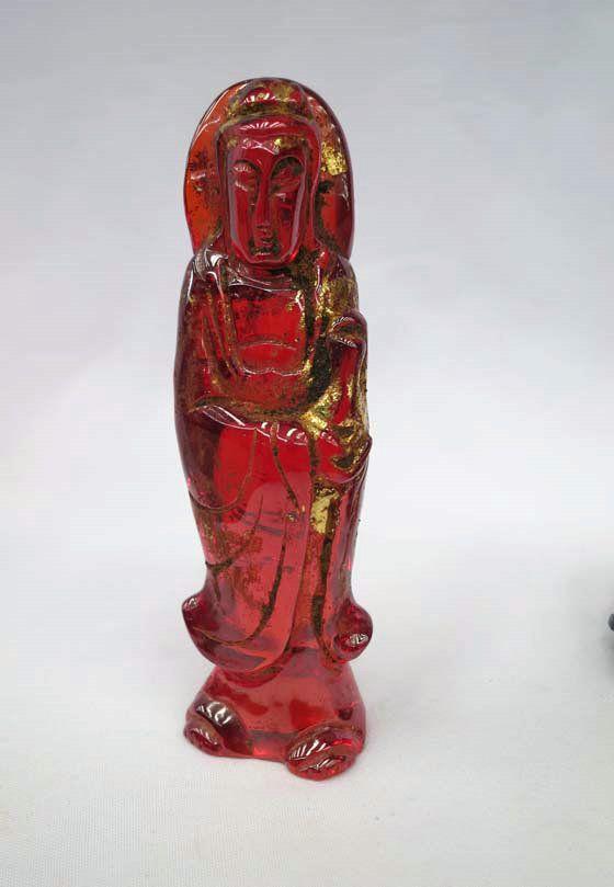 迪拜收藏红宝石鎏金观音摆件_迪拜收藏红宝石