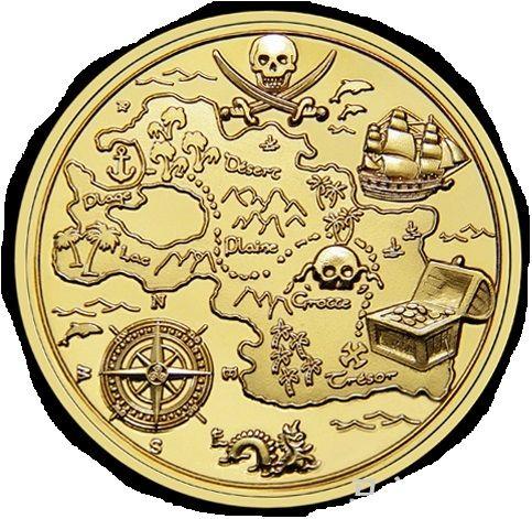 澳大利亚豪德岛藏宝图.海盗彩金纯铜 珐琅铜章