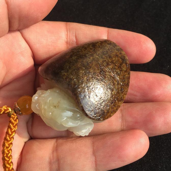 50克秋梨皮龙龟 新疆和田玉籽料雕刻 苏州工 白